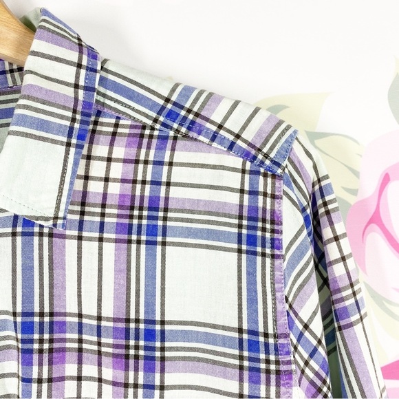 American Eagle Outfitters AEO Checkered Plaid Boyfriend Button Down Shirt L - Picture 6 of 11